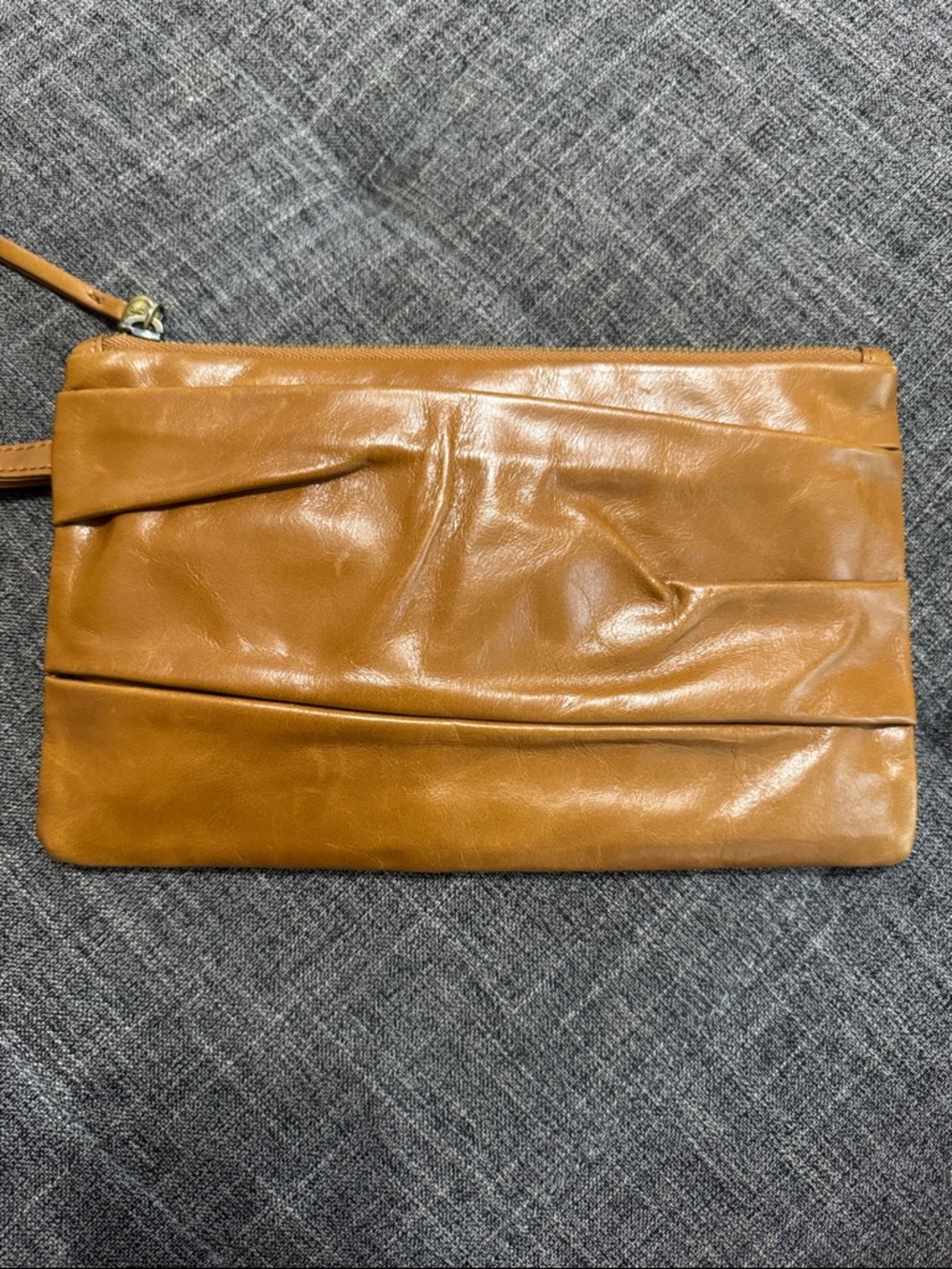 HOBO International Leather Wristlet Clutch Brown Soft Slouchy Zip - Picture 5 of 8